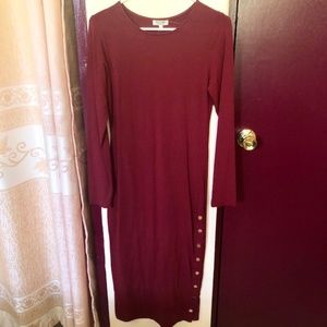 HEART & HIPS Long Sleeve Burgundy Bodycon Dress
